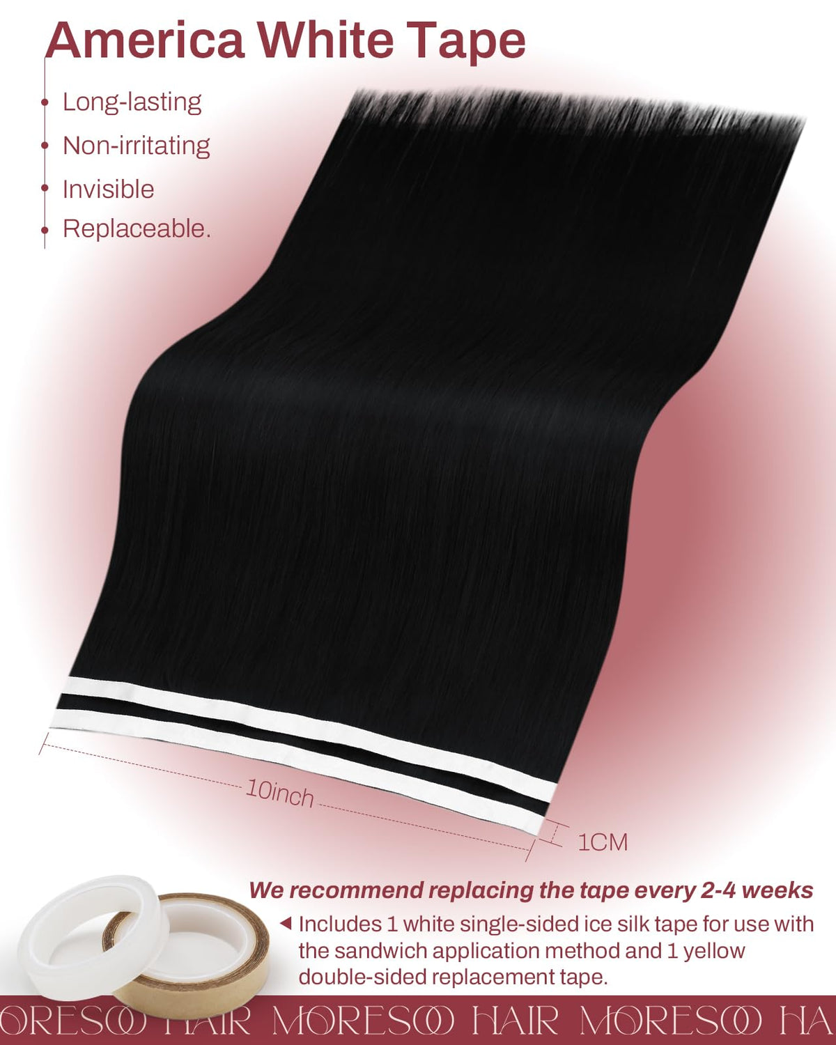 Moresoo Tape in Wefts Human Hair Jet Black lifestyle scene