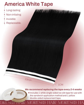 Moresoo Tape in Wefts Human Hair Jet Black lifestyle scene