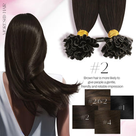 Moresoo U Tip Hair Extensions Dark Brown in natural light