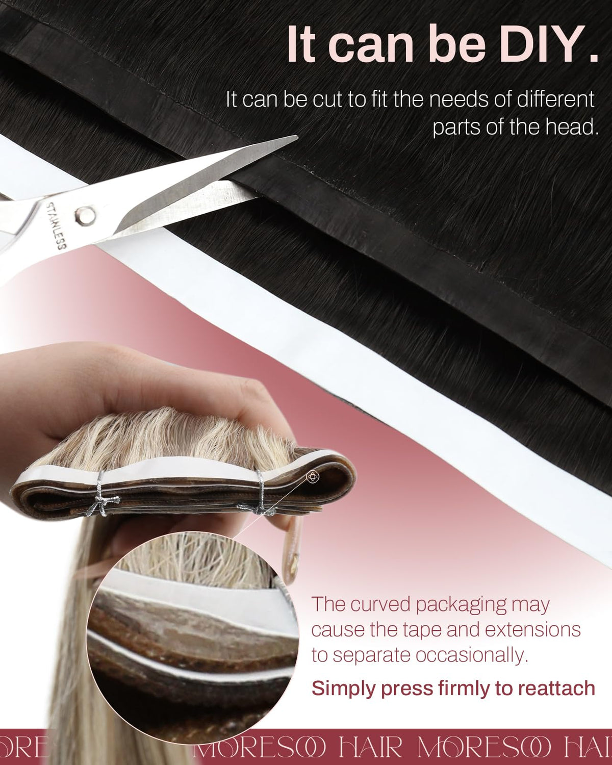 Moresoo Weft Tape in Extensions 16 Inch side view