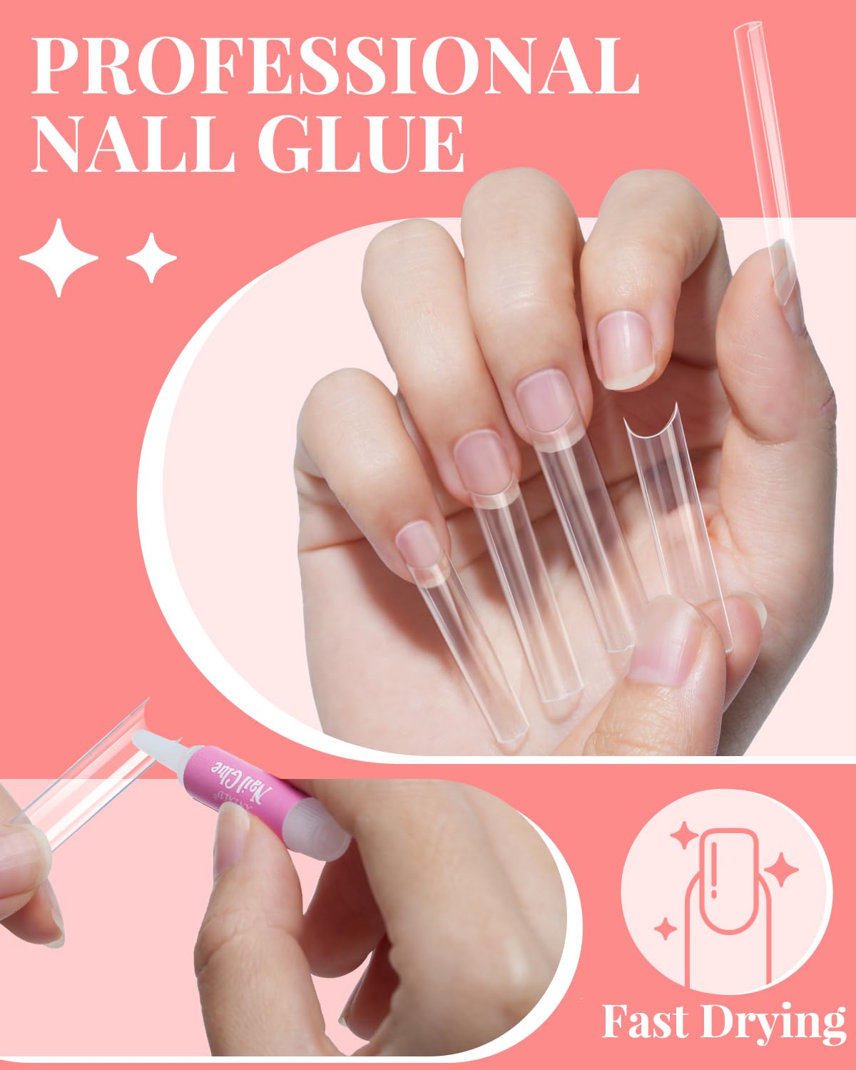 MORGLES 3XL Square Nail Tips with finished nail art