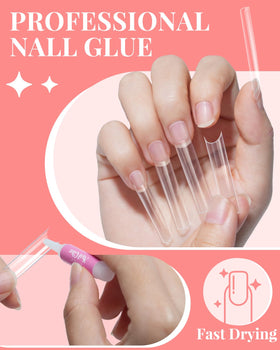 MORGLES 3XL Square Nail Tips with finished nail art