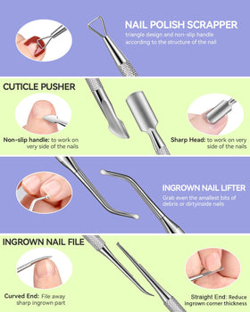 MORGLES cuticle pusher and scraper for nail care