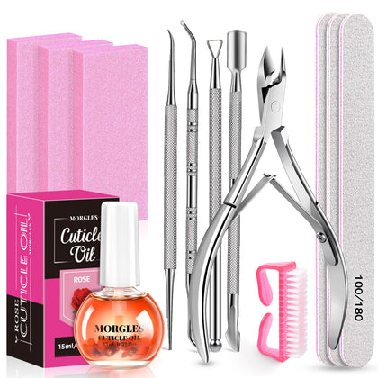 MORGLES Cuticle Remover Kit with all tools displayed
