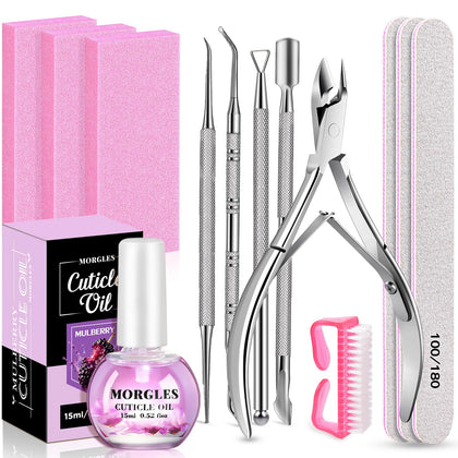 MORGLES Nail Care Kit 13 Pcs with tools and cuticle oil