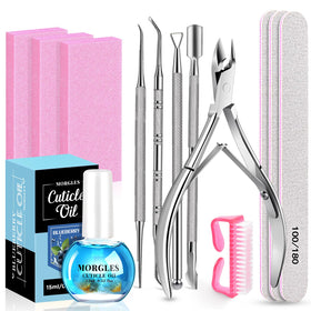 MORGLES Nail Files and Buffers Set with cuticle oil and tools
