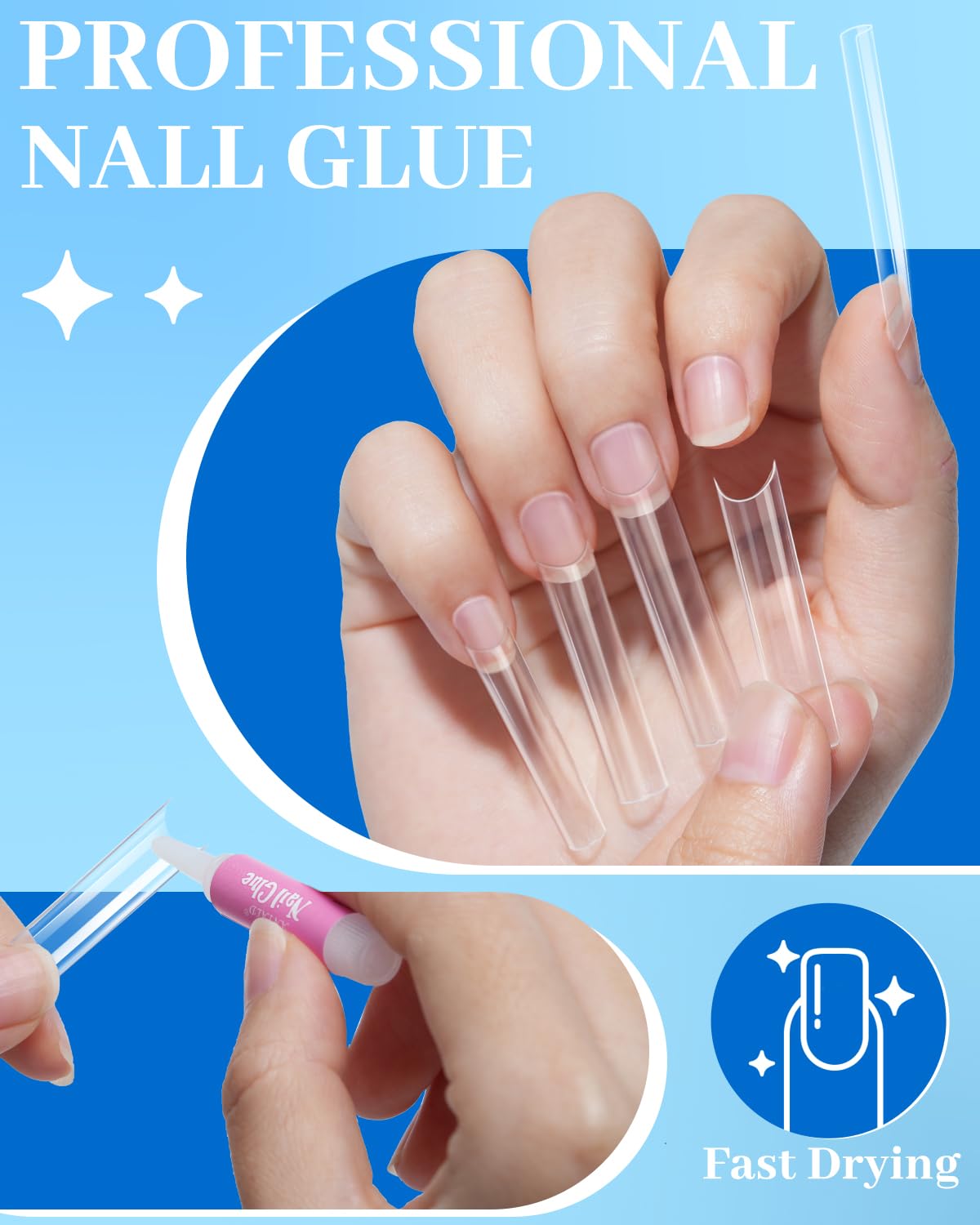 MORGLES nail tips displayed with colourful nail polish