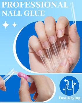 MORGLES nail tips displayed with colourful nail polish