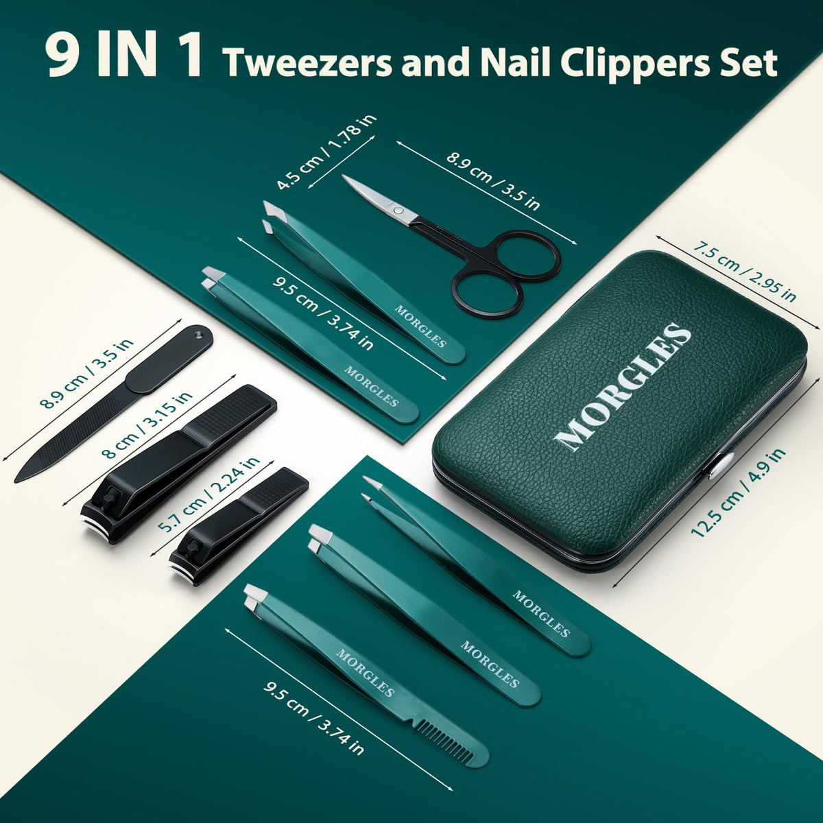 MORGLES Tweezers Set in use for eyebrow grooming