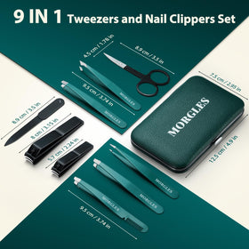 MORGLES Tweezers Set in use for eyebrow grooming