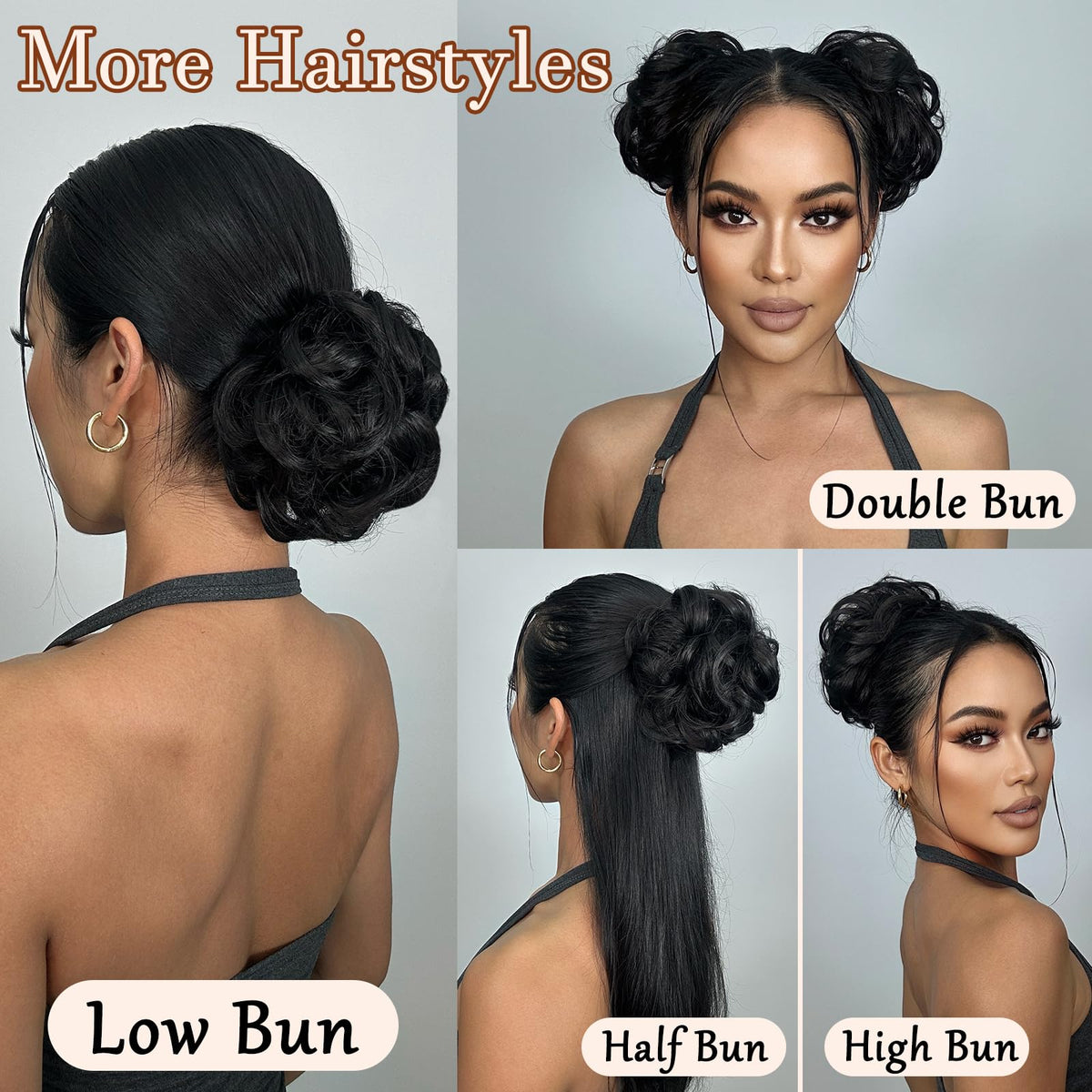 MORICA 2PCS Messy Bun Hair Piece close-up of texture