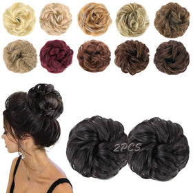 MORICA 2PCS Messy Bun Hair Piece in Natural Black front view