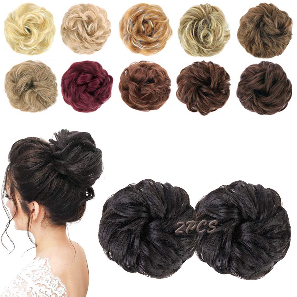 MORICA Messy Bun Hair Piece front view in brown black