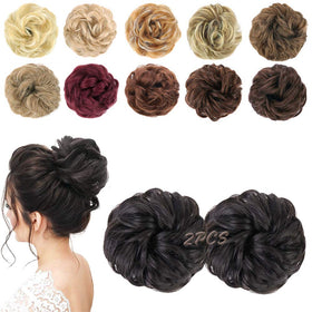 MORICA Messy Bun Hair Piece front view in brown black