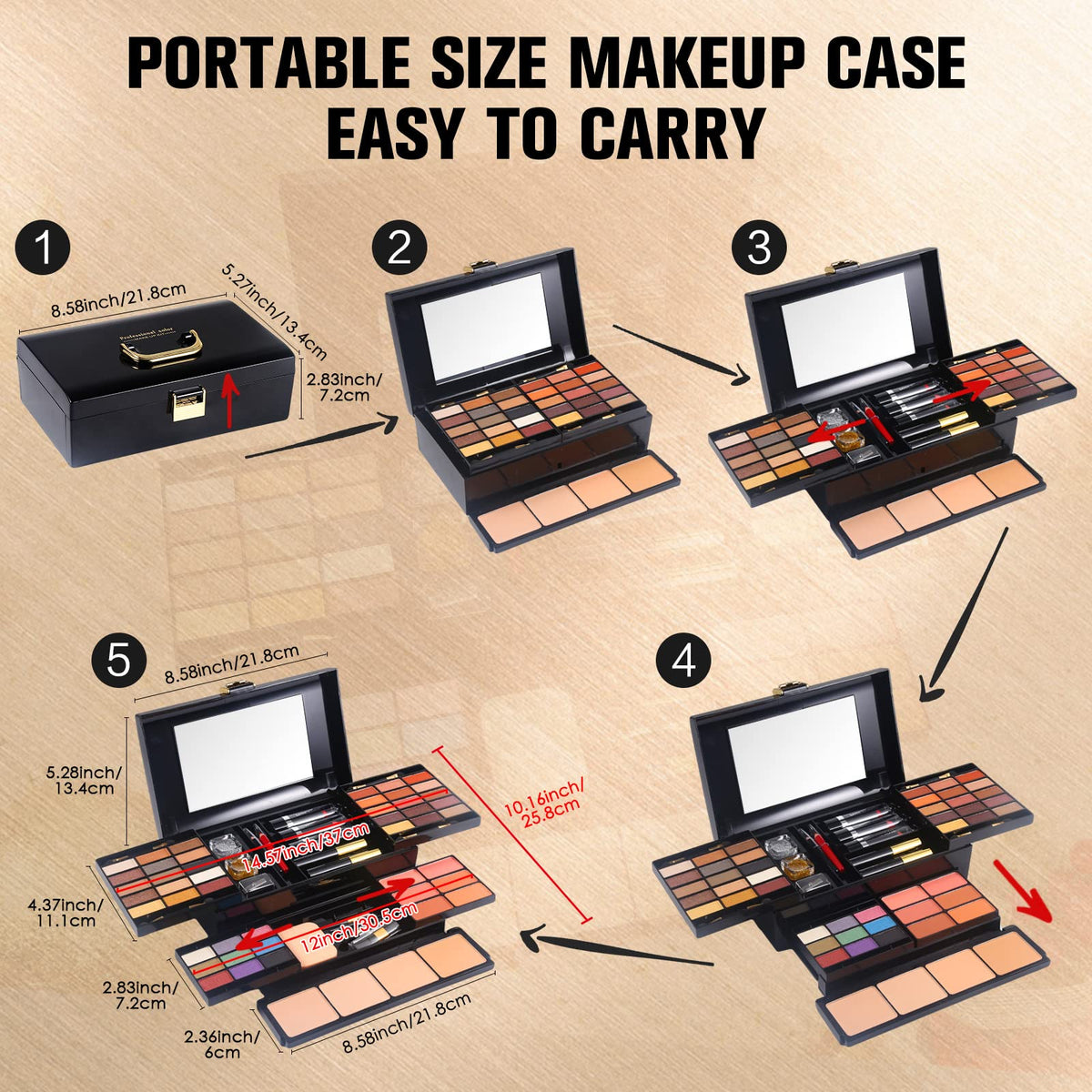 MORNECA makeup kit open displaying all products