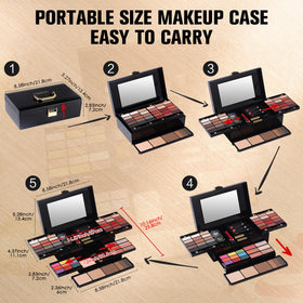 MORNECA makeup kit showcasing various blush and highlighter shades