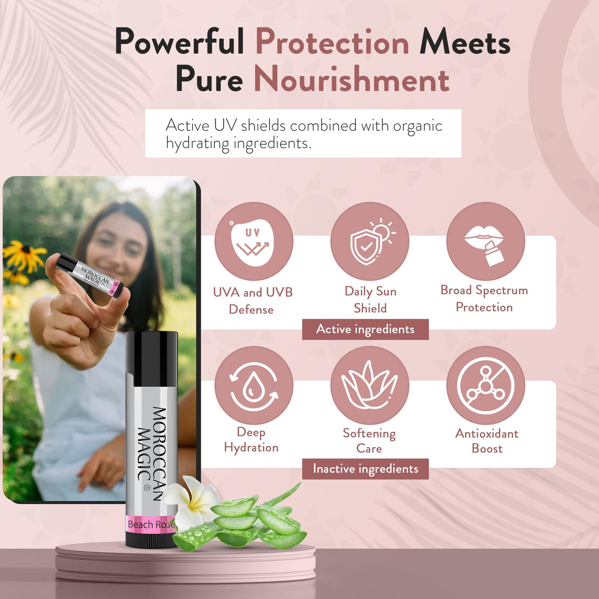 Moroccan Magic Organic Lip Balm with SPF15 Rose Vanilla