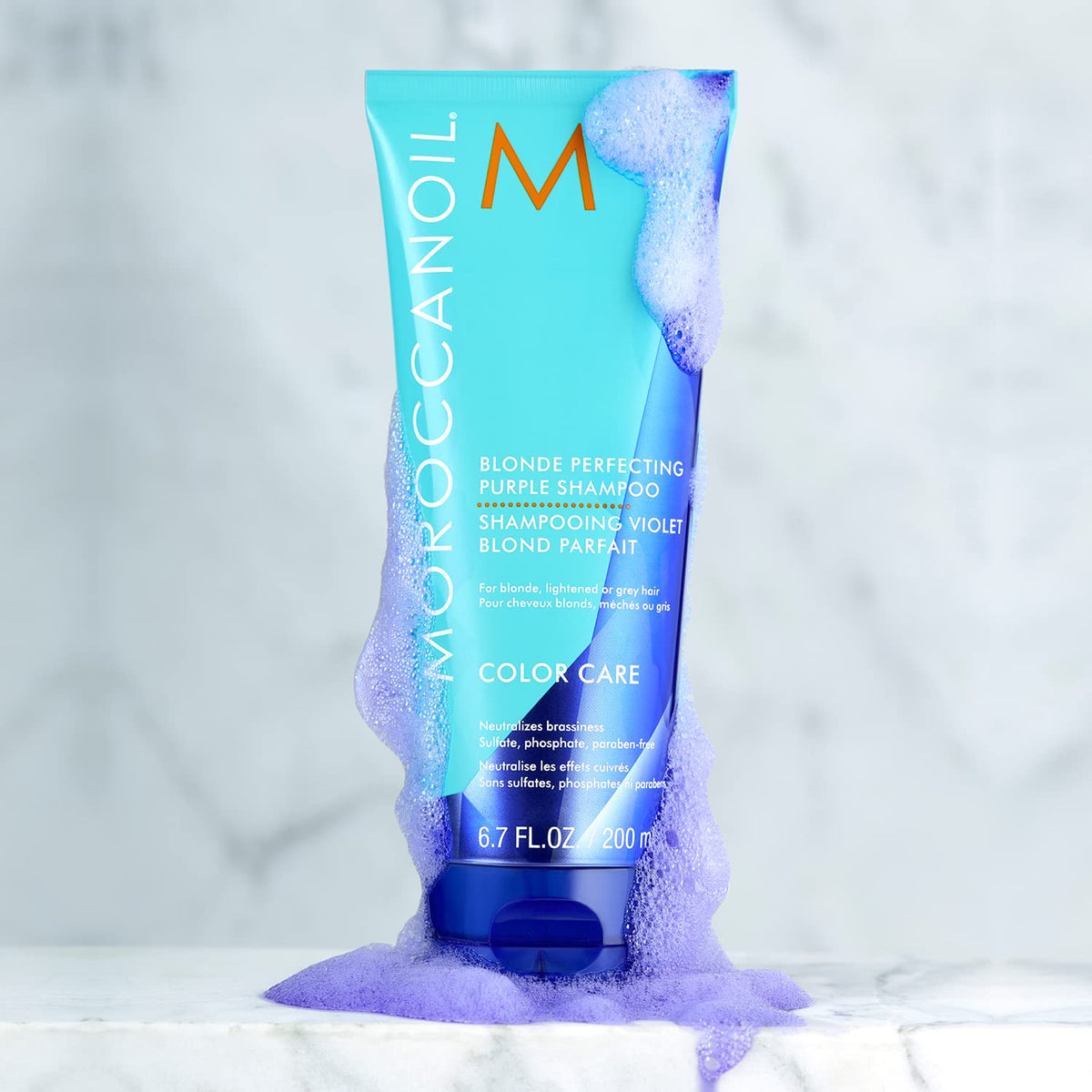 Moroccanoil Blonde Perfecting Purple Shampoo 6.7 Fl Oz packaging details