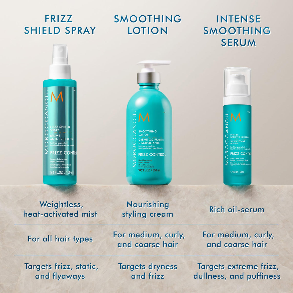 Moroccanoil Frizz Shield Styling Spray 5.4 Fl. Oz. on a vanity