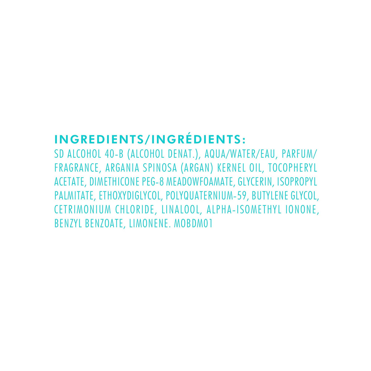 Moroccanoil Hair and Body Fragrance Mist close-up of label