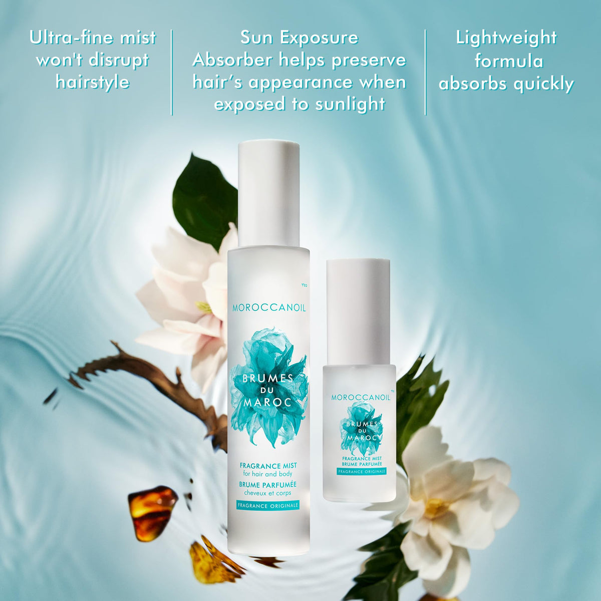 Moroccanoil Hair and Body Fragrance Mist misting on hair