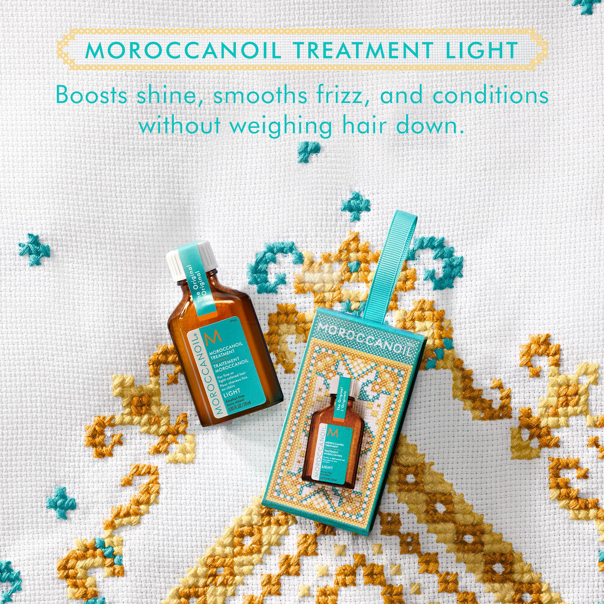 Moroccanoil Light Hair Oil Holiday Ornament festive packaging