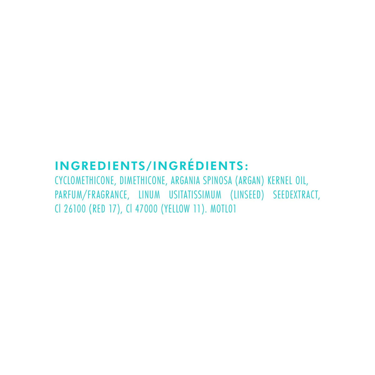 Moroccanoil Light Hair Oil with ingredients list