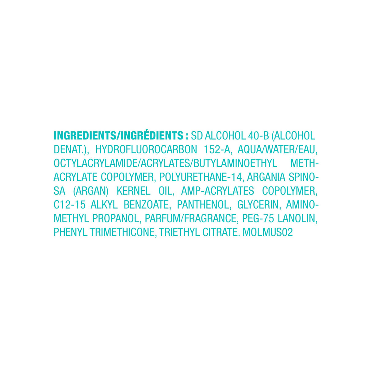 Moroccanoil Luminous Hairspray Medium 2.3 Oz with ingredients list