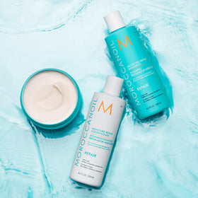 Moroccanoil Moisture Repair Conditioner 8.5 Fl Oz on a vanity