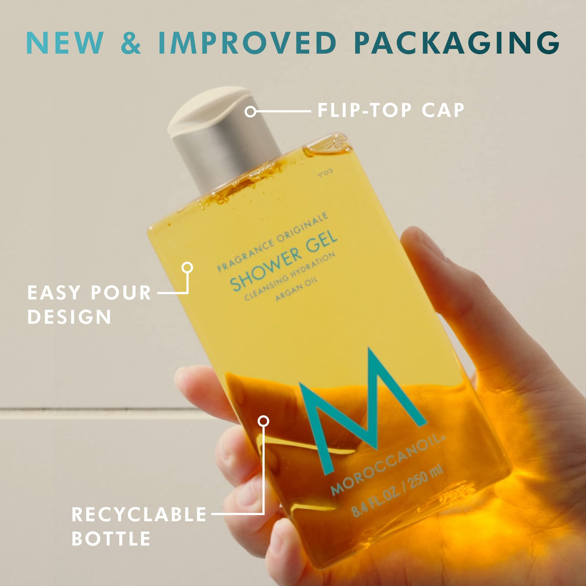 Moroccanoil Shower Gel 8.4 Fl Oz lifestyle scene in bathroom