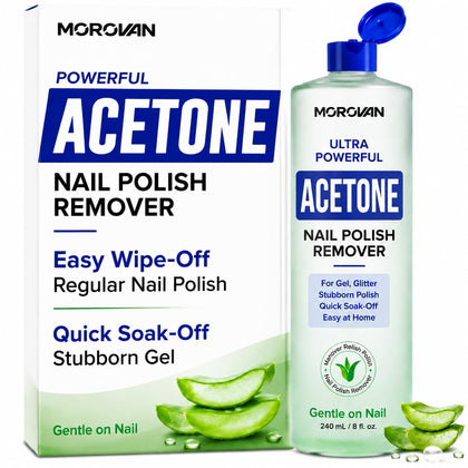 Morovan Acetone Nail Polish Remover 8 Fl Oz front view