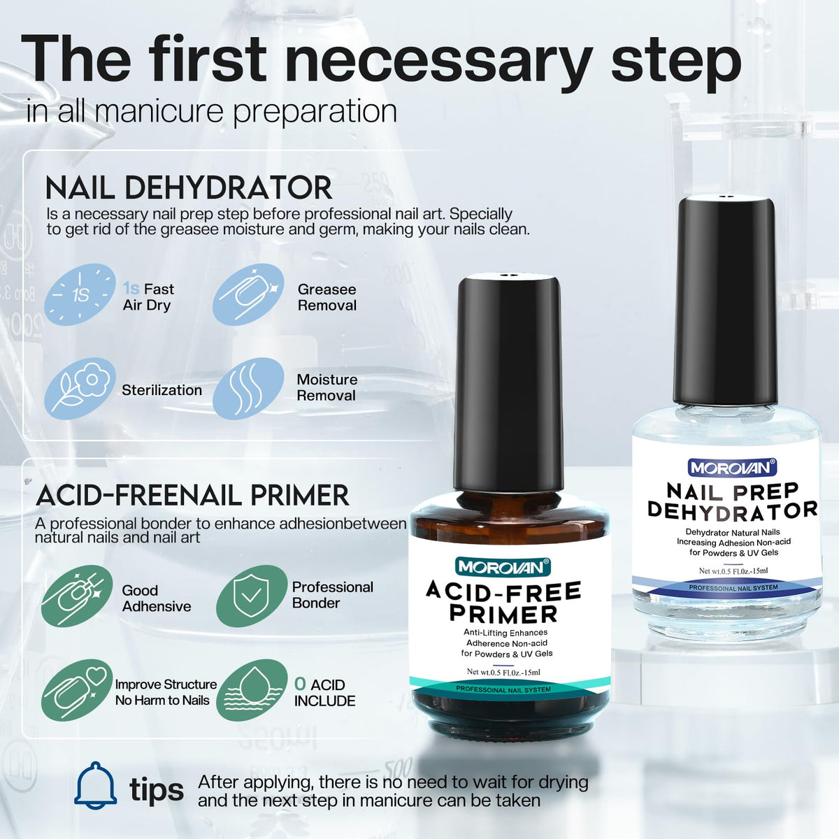 Morovan Acid-Free Nail Primer bottle close-up