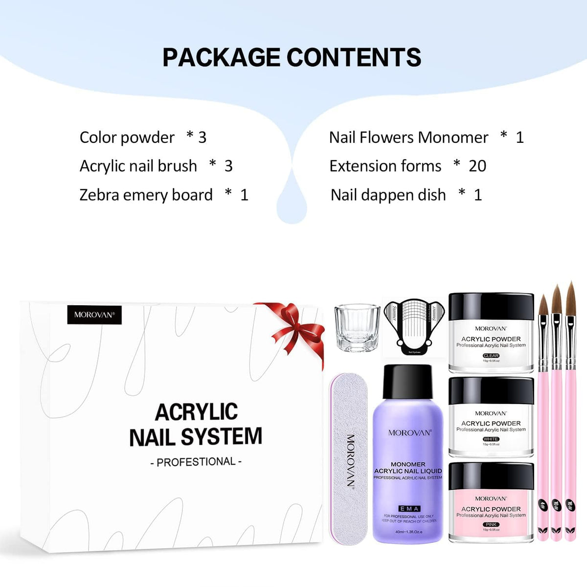 Morovan acrylic nails in a stylish display