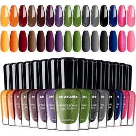 Morovan Dark Nail Polish Set front view with 15 vibrant shades