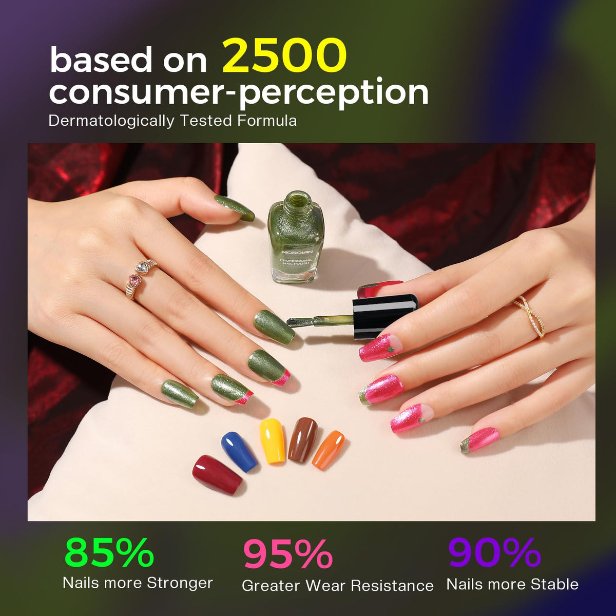 Morovan dark red nail polish with user-friendly brush
