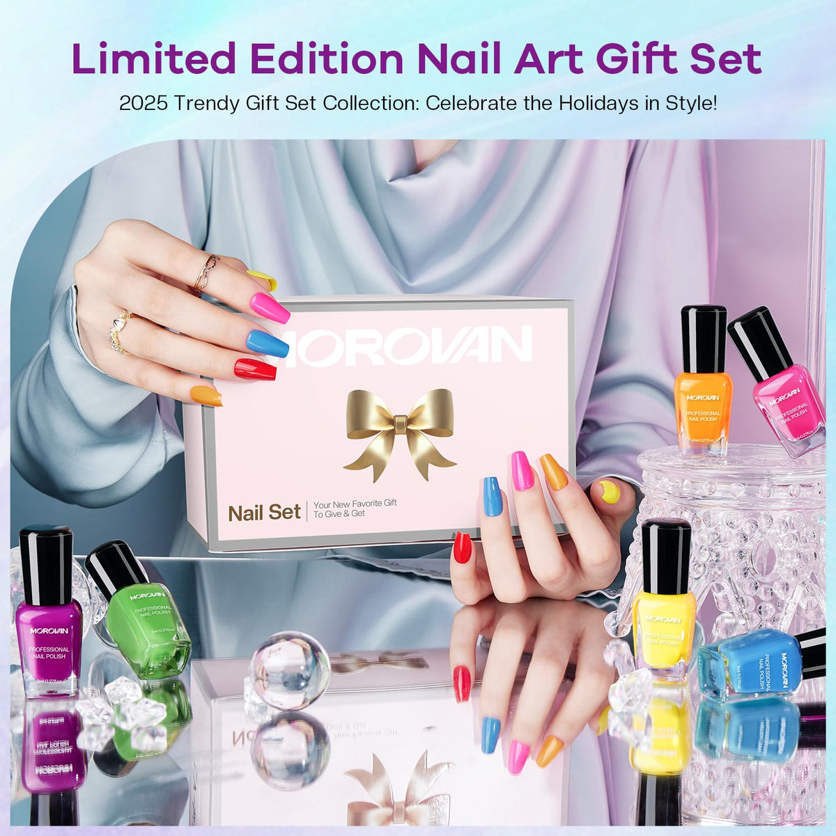 Morovan nail polish set showing multiple shades