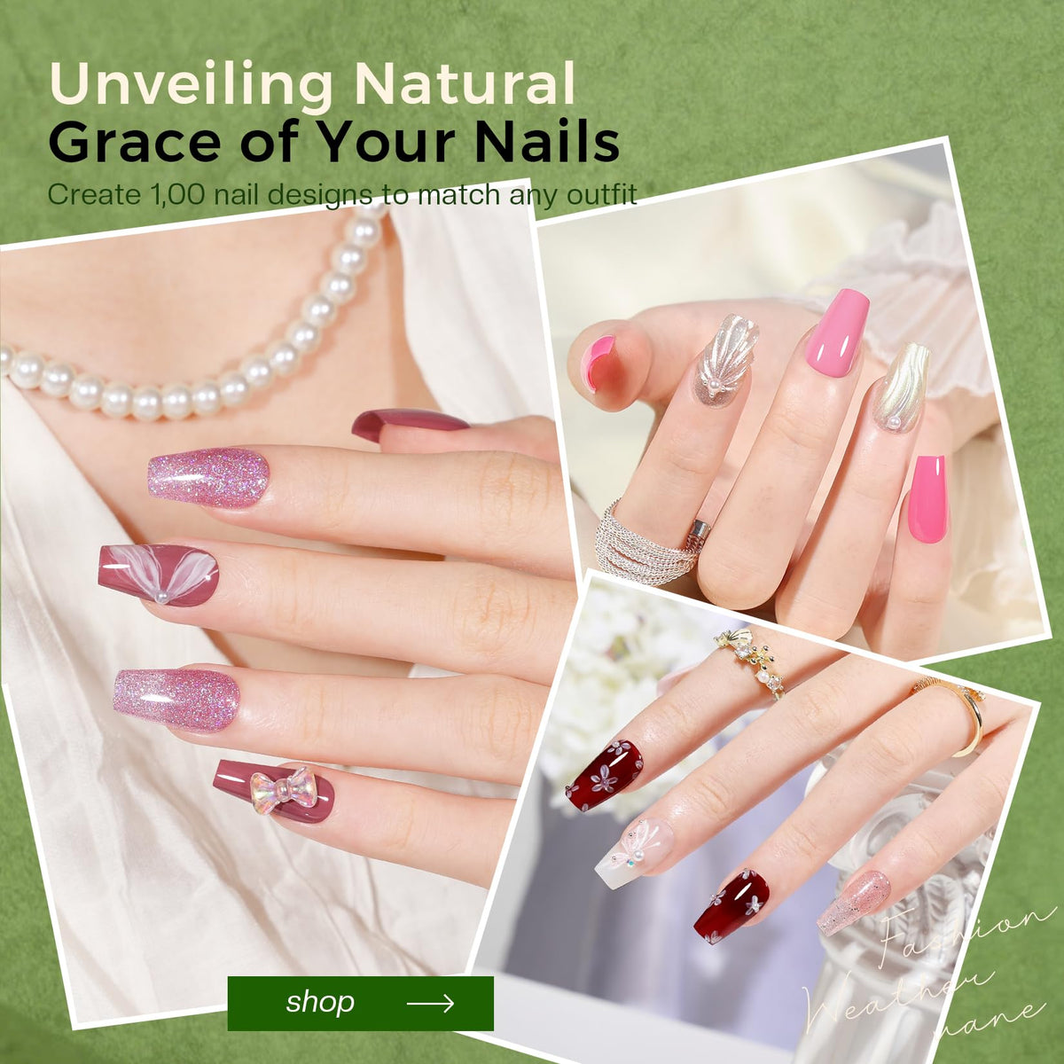 Morovan nail polish set with shimmer purple and nude pink shades