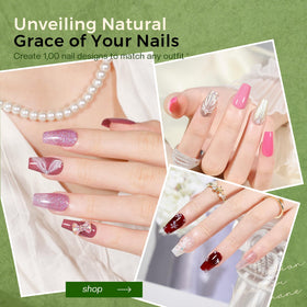 Morovan nail polish set with shimmer purple and nude pink shades