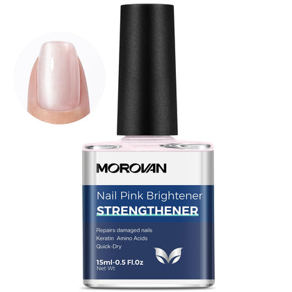 Morovan Nail Strengthener Sparkle Pink 59g front view