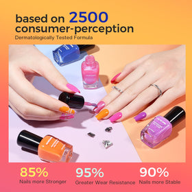 Morovan neon orange nail polish on nails