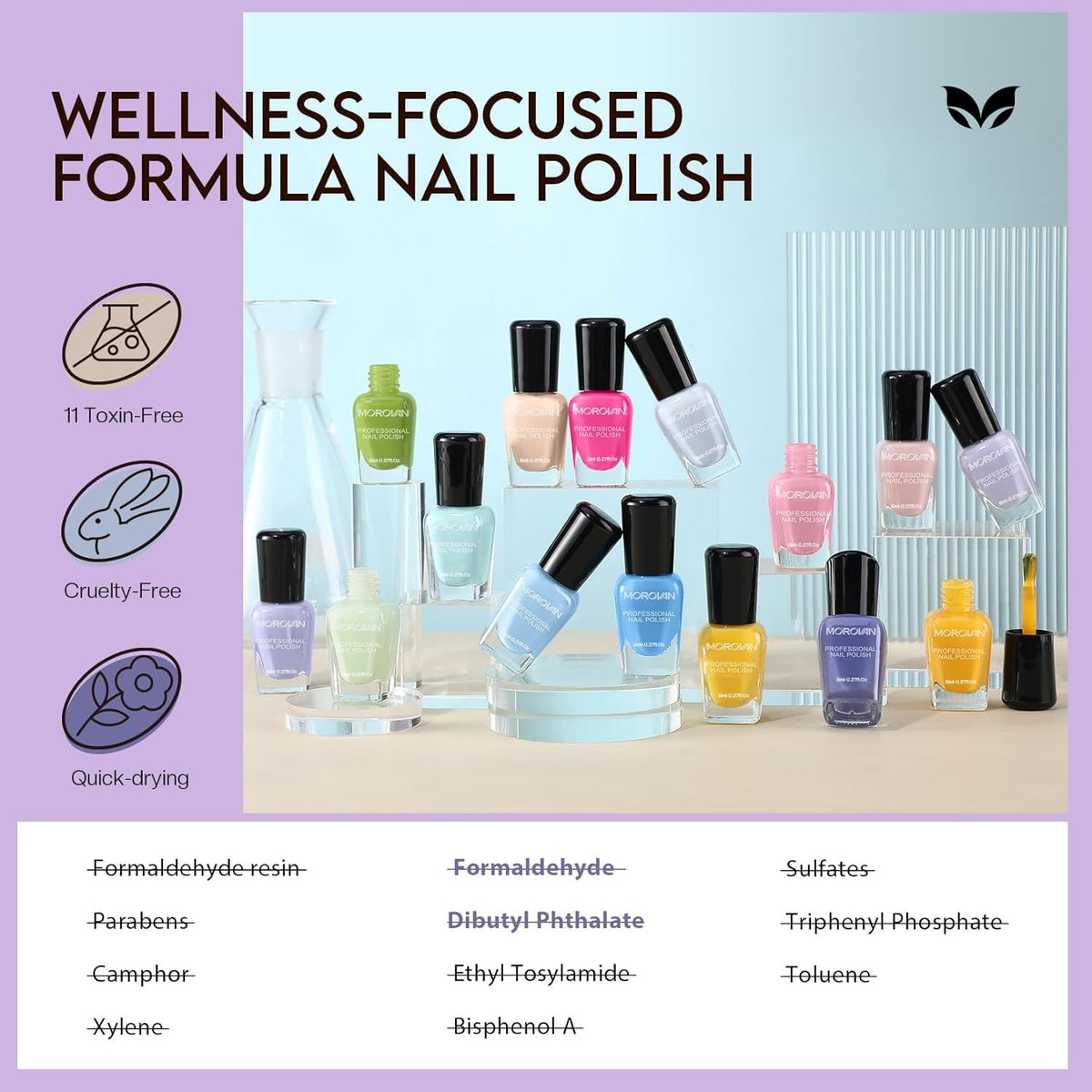 Morovan pastel nail polish set packaging