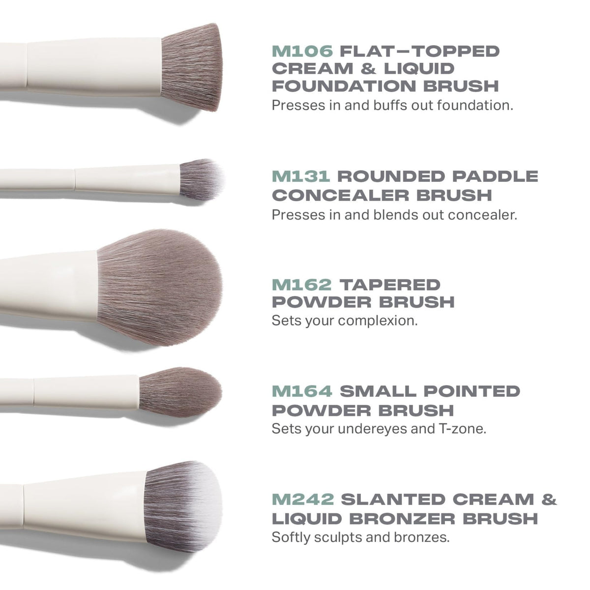 MORPHE brush set displayed with makeup products