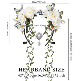 MOSTORY White Fairy Flower Crown in a vibrant garden