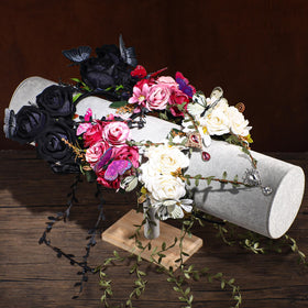 MOSTORY White Fairy Flower Crown worn by a model at a themed party