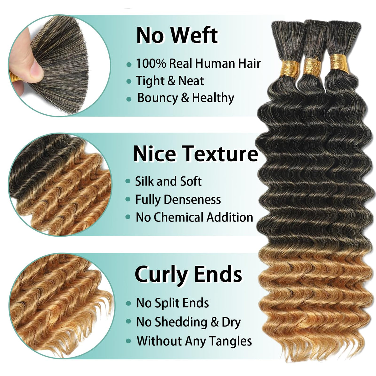 MOTFIN 22 Inch Curly Wave hair bundles displayed