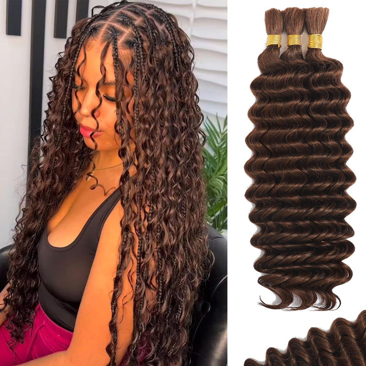 MOTFIN 24 Inch Curly Wave Hair Bundle front view