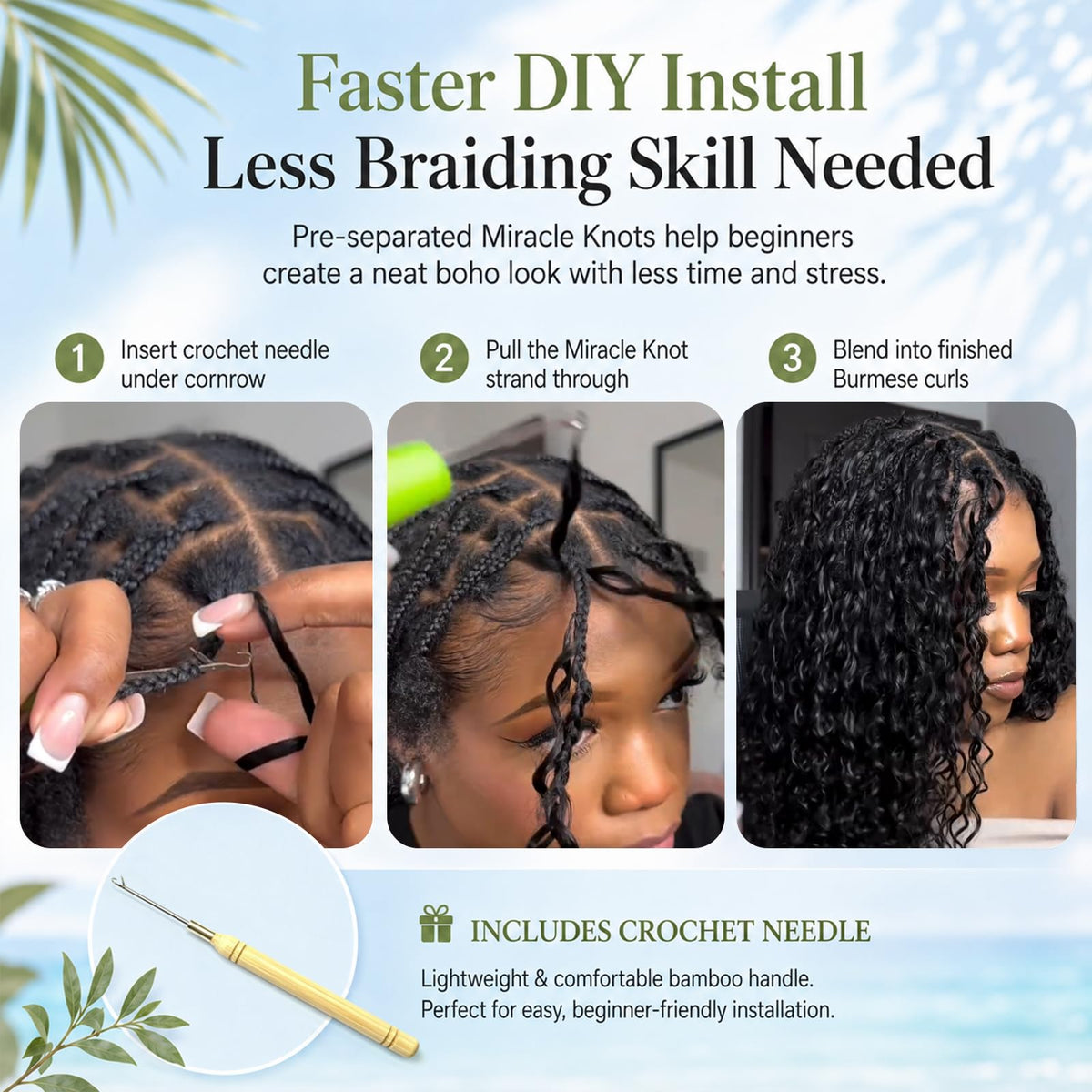 MOTFIN crochet hair with crochet needle included