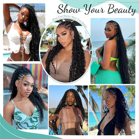 MOTFIN Curly Wave Braiding Hair styled in boho braids