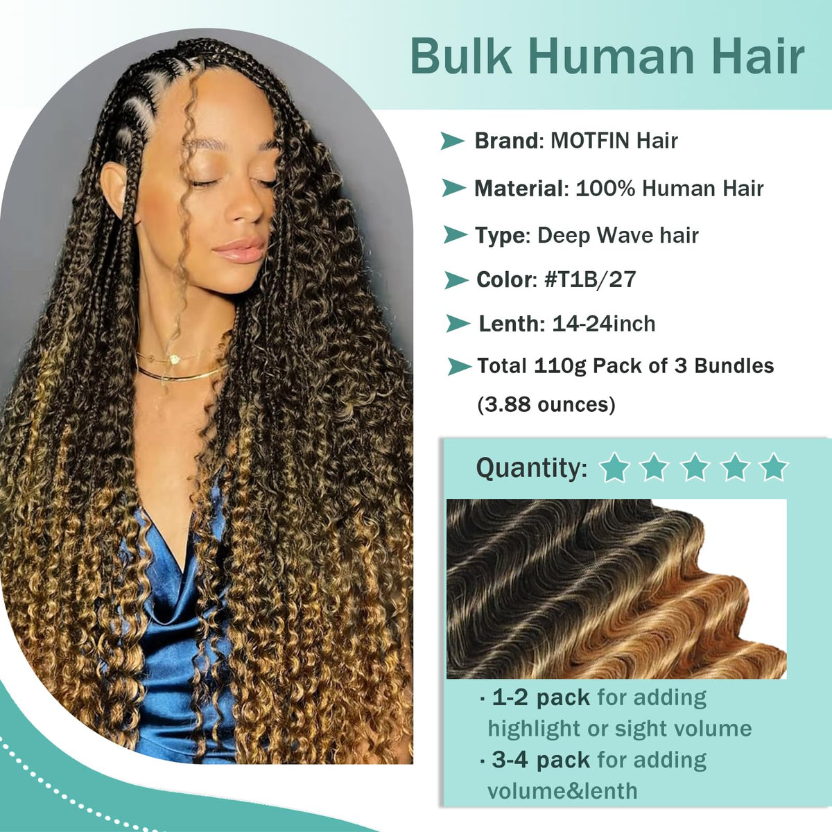 MOTFIN hair bundles with packaging