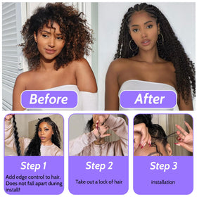 MOTFIN Human Boho Braiding Hair 14 Inch curly wave bundle close-up